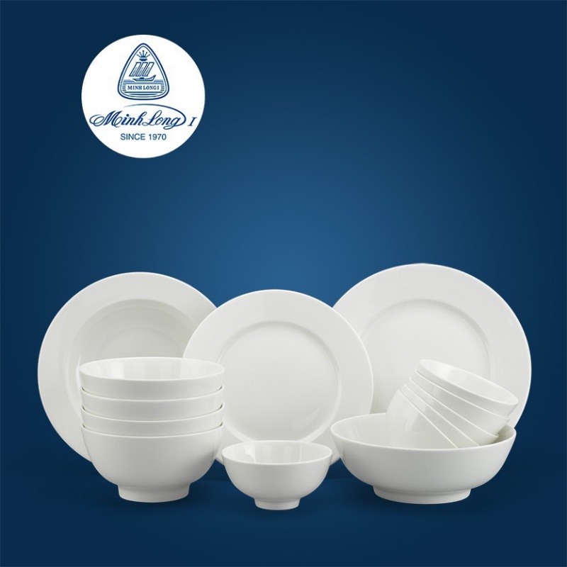 Bộ chén dĩa Minh Long 14 sản phẩm - Jasmine IFP - Trắng ngà
