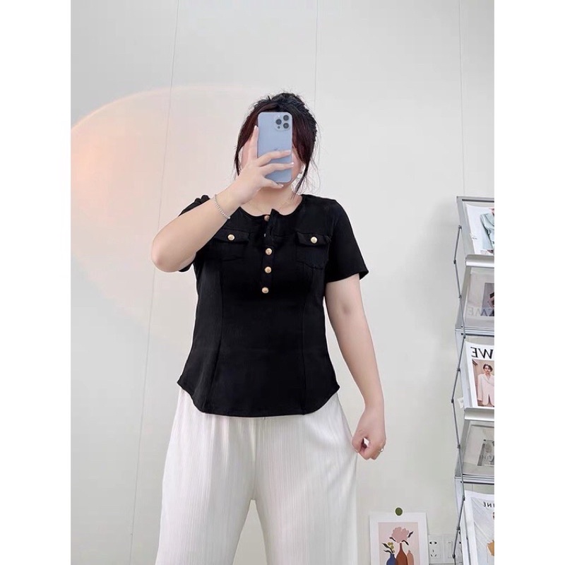 ÁO THUN KIỂU PHỐI NÚT BIGSIZE 65-100KG KÈM ẢNH THẬT