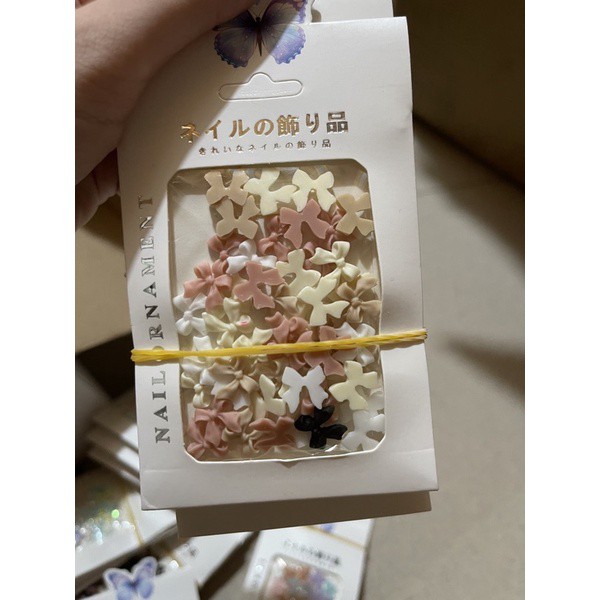 Set charm nơ gắn móng 3D nhiều màu phụ kiện trang trí nail