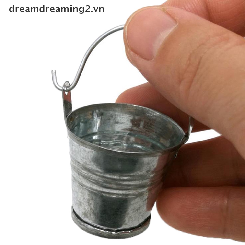 Set cần câu cá và xô nước mini bằng kim loại tỉ lệ 1:12 chất lượng cao dành cho trang trí nhà búp bê