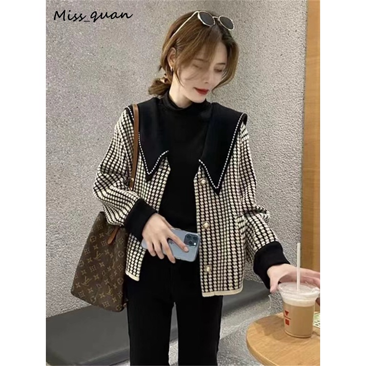 Áo Khoác Cardigan Ngắn Tay Dài Cổ Thủy Thủ Phong Cách Thu Đông Châu Âu Mới 2022