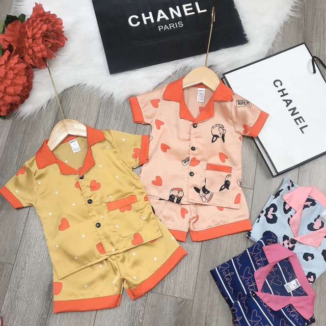 Bộ pijama lụa hàn siêu đeepj cho bé trai bé gái - BPLN203