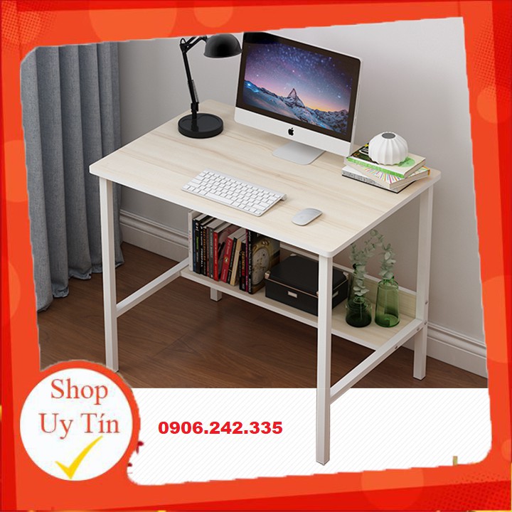D217-2 Bàn Làm Việc Khung Thép Có Ngăn Để Giá Sách, Bàn Văn Phòng Tự Lắp Ráp Đơn Giản Kích Thước 120*45*73cm