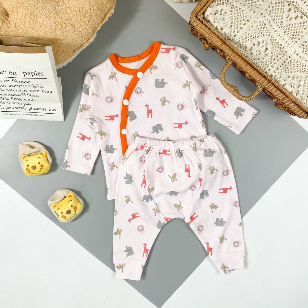 Bộ quần áo trẻ em minky mom, đồ sơ sinh dài tay chất cotton hàn cho bé trai bé gái -1040