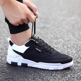 Giày Thể Thao Nam Sneakers Đen Đế Trắng