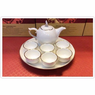 Bộ Ấm Chén - Bộ Trà 0,3L Mẫu Đơn IFP Viền Chỉ Vàng, Chỉ Bạch Kim Minh Long