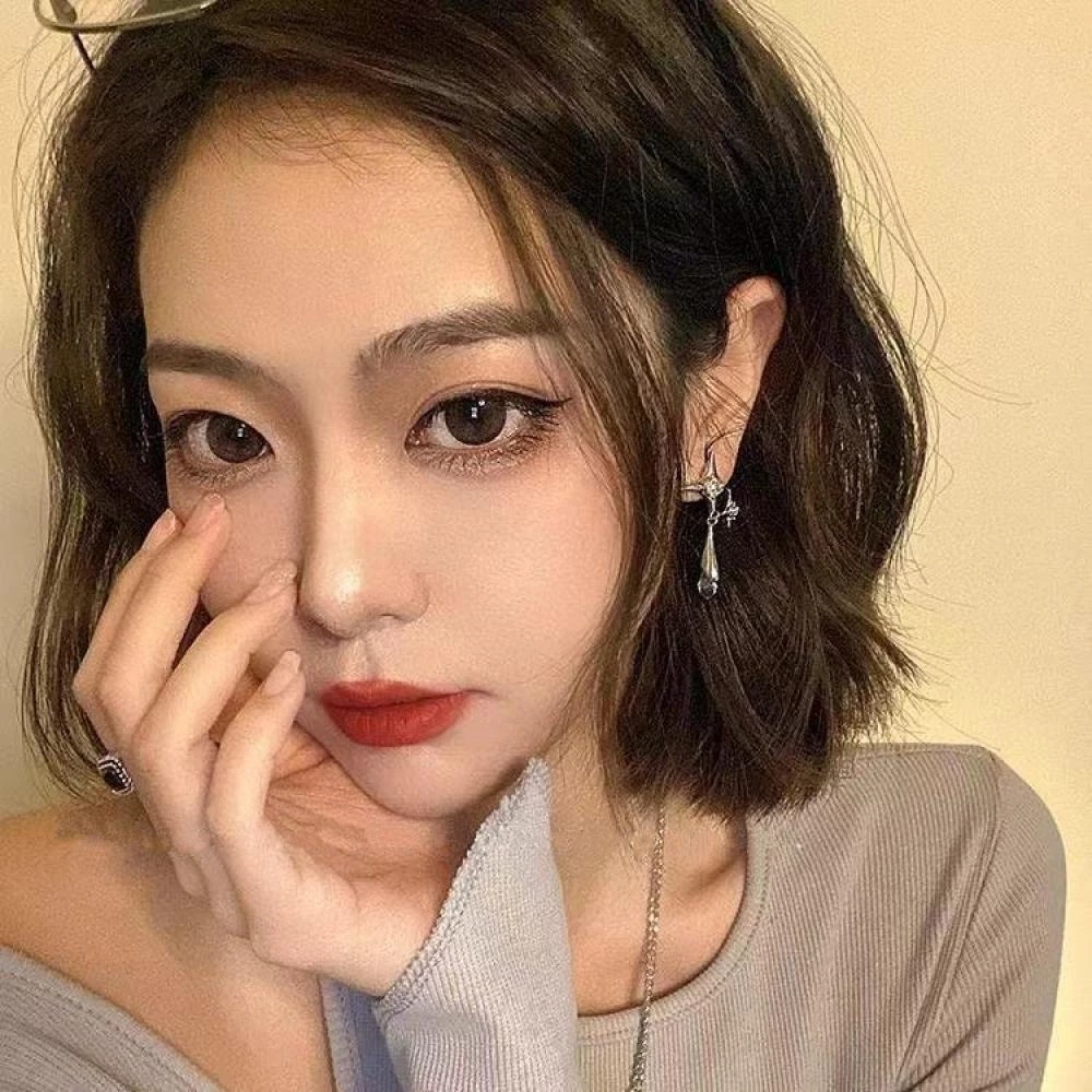 Khuyên Tai Hình Giọt Nước Đính Đá Lấp Lánh Phong Cách Hip Hop