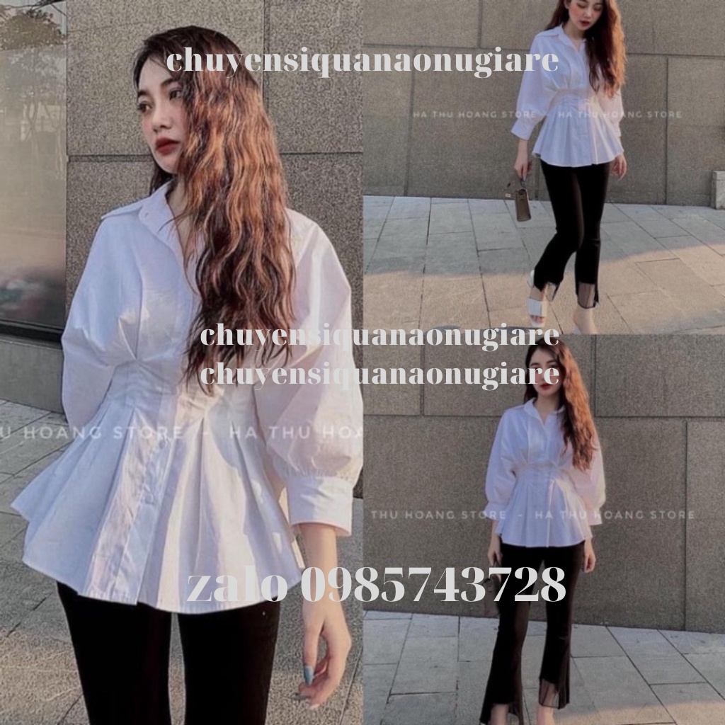 [Ảnh thật/Video]ÁO SƠ MI XIAOZING CHIẾT EO TÔN DÁNG ÁO SƠ MI TRẮNG SANg chảnh kaca chuyensiquanaonugiare