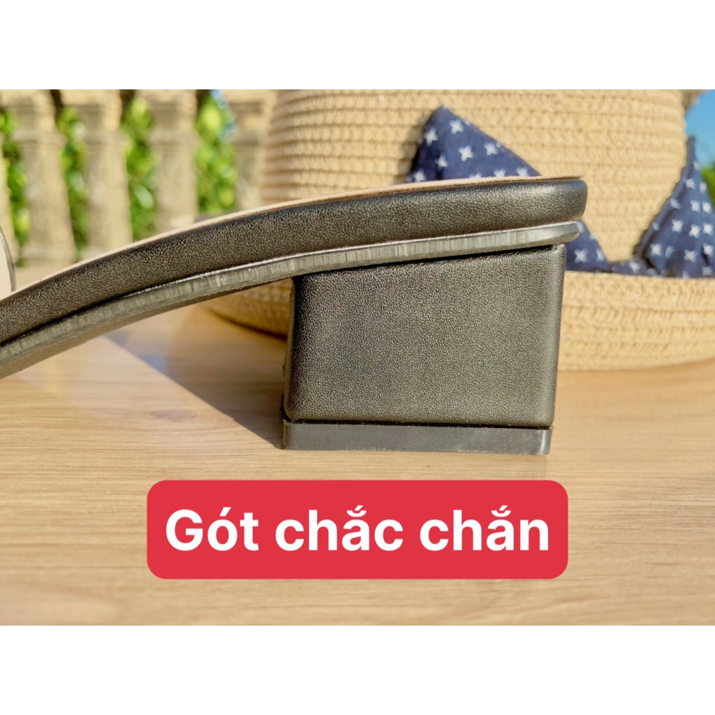 Guốc dép cao gót nữ 3p quai đá gót vuông trụ chắc chắn ôm chân cực sang chảnh