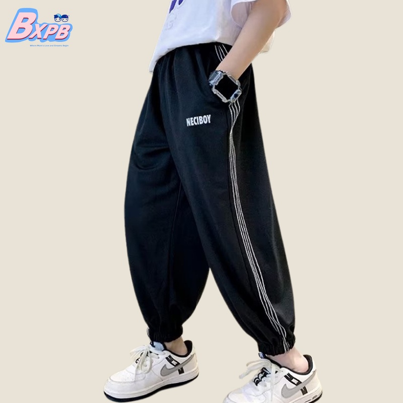 Quần thể thao BXPB ống rộng họa tiết kẻ sọc phong cách Hàn Quốc mới thời trang cho bé trai 3-15 tuổi