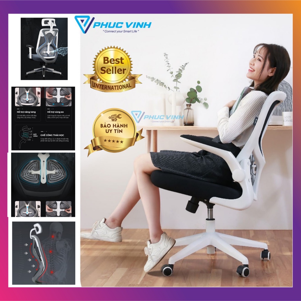 Ghế xoay,Ghế Văn Phòng Làm Việc Công Thái Học Cao Cấp HBADA  Ergonomic Geek (Xiaomi Youpin) [top bán