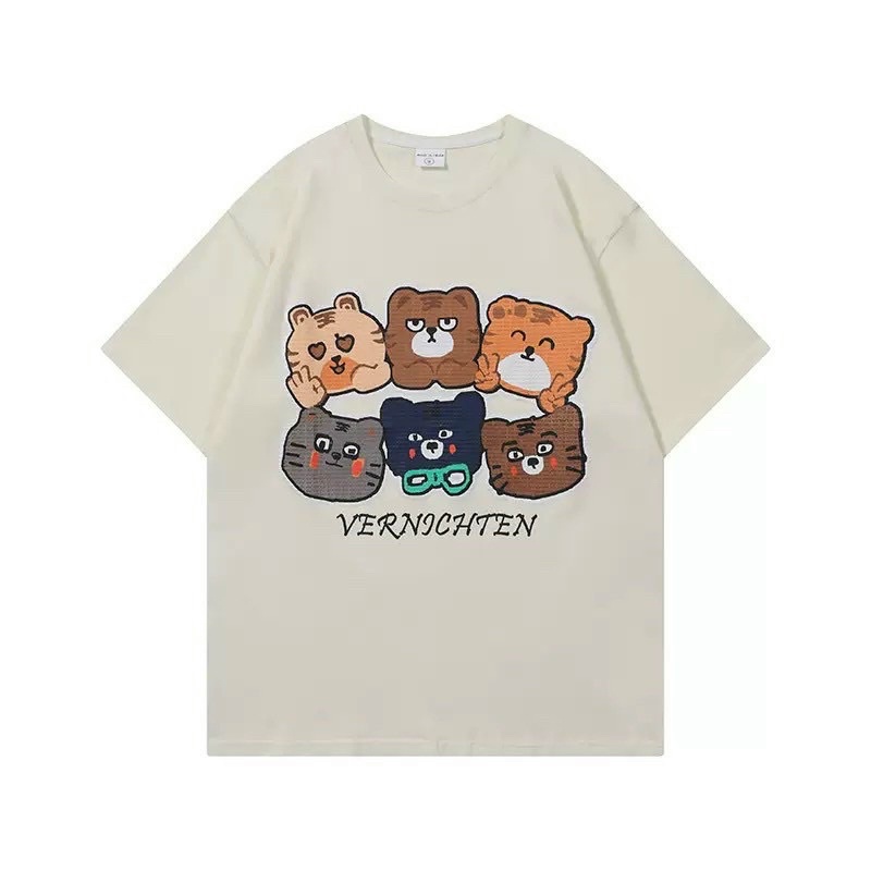 Áo phông in nổi MÈO VERNICHTEN áo thun Unisex form rộng tay lỡ HT Fashion