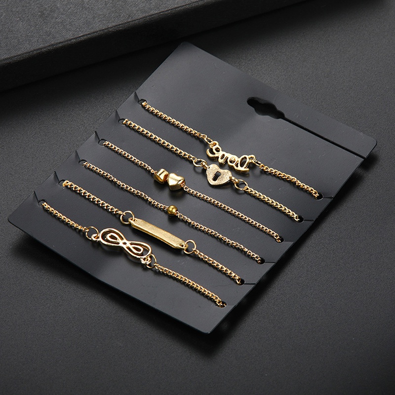 Bộ 6 Vòng Tay Hợp Kim Mạ Vàng Phong Cách Bohemian