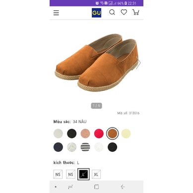Giày slip on GU đế cói