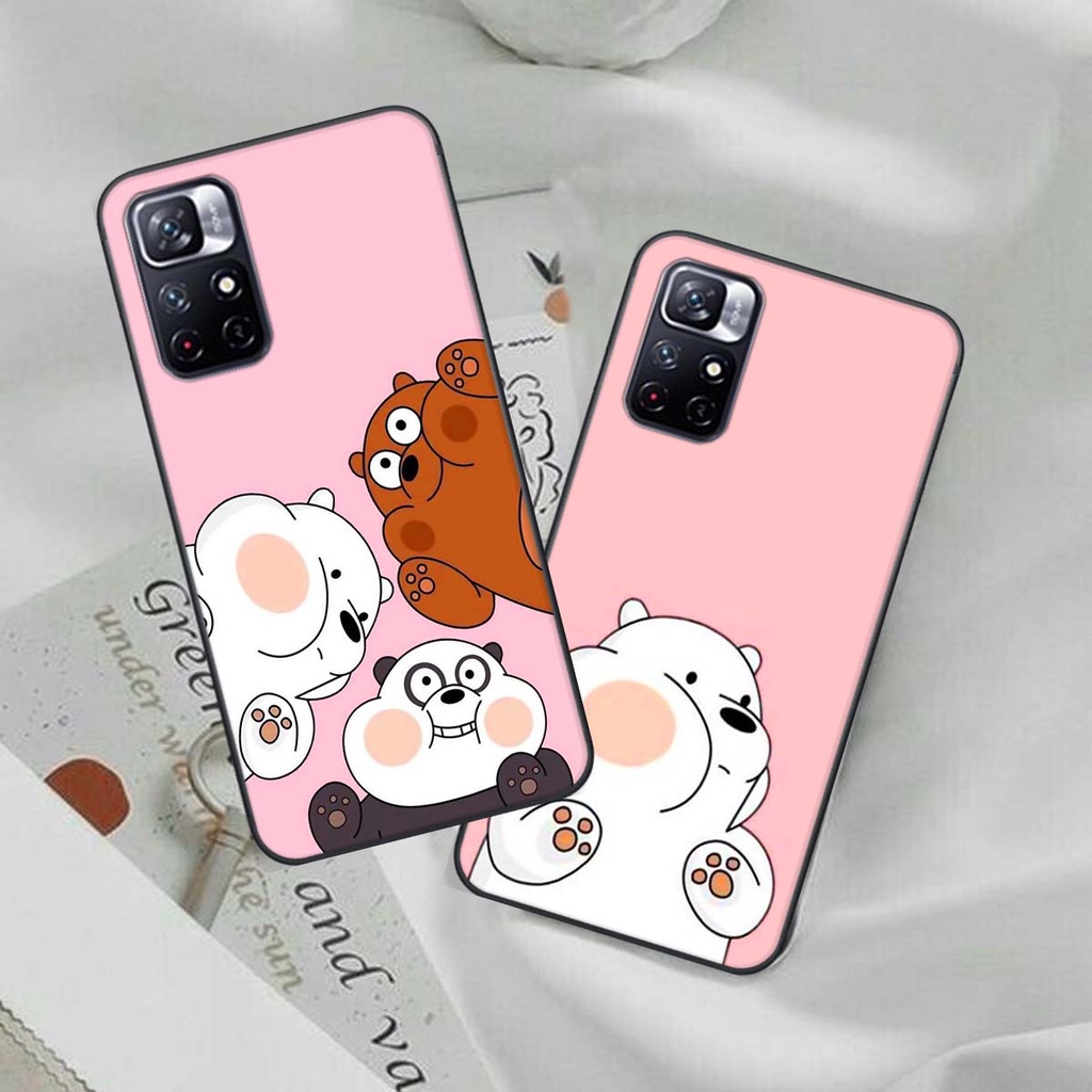 Ốp Xiaomi Redmi Note 11 / Note 11S / Redmi Note 11 Pro 5G in hình gấu và chú báo hồng cute
