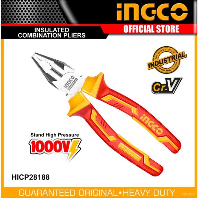 ĐỒ NGHỀ INGCO Kềm răng cách điện 7&quot;/180mm HICP28188 (Cam kết Chính Hãng 100%)