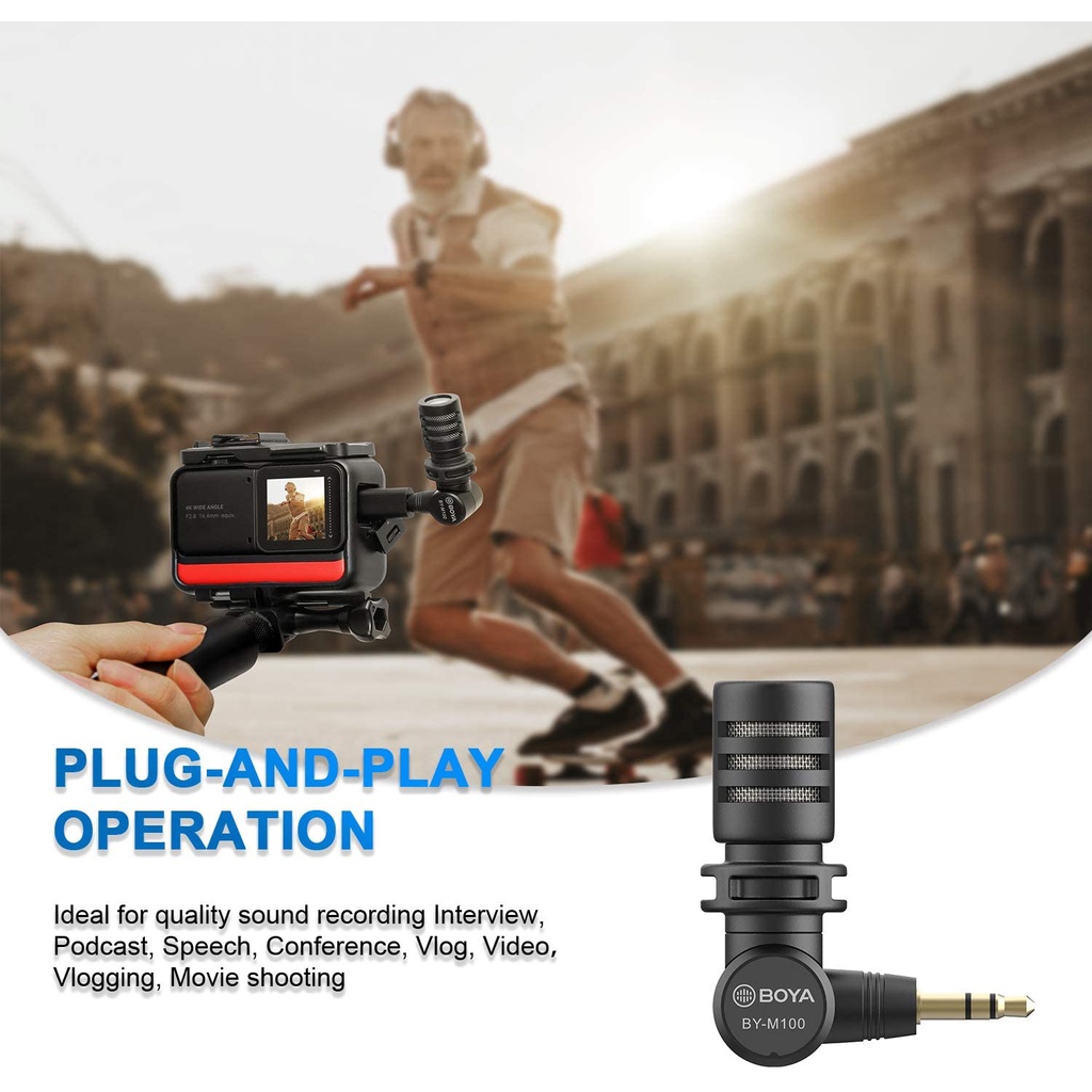 BOYA M100 - Micro thu âm Mini dành cho máy ảnh DSLR, Camcorder, Recorder - Hàng Chính Hãng/Bảo Hành 2 Năm
