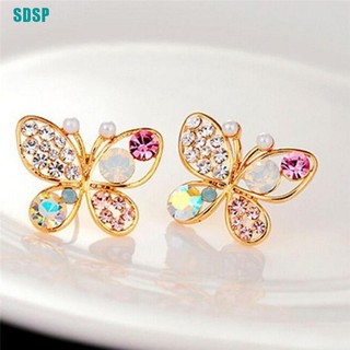 Bông Tai Hình Bướm Đính Đá Pha Lê Xinh Xắn Cho Nữ