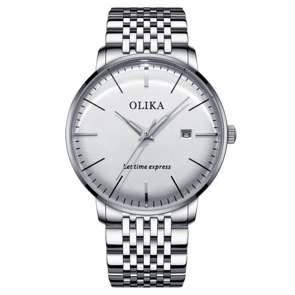 Đồng hồ nam chính hãng OLIKA-G5162, đồng hồ thời trang có lịch ngày với mặt kính cong thời trang