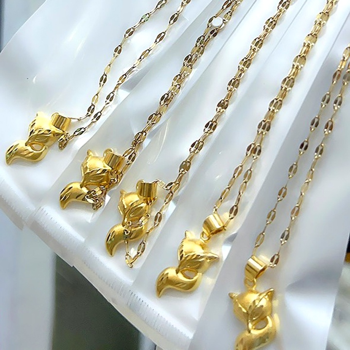 Dây chuyền nữ titan hồ ly màu vàng sang trọng và may mắn trong tình yêu