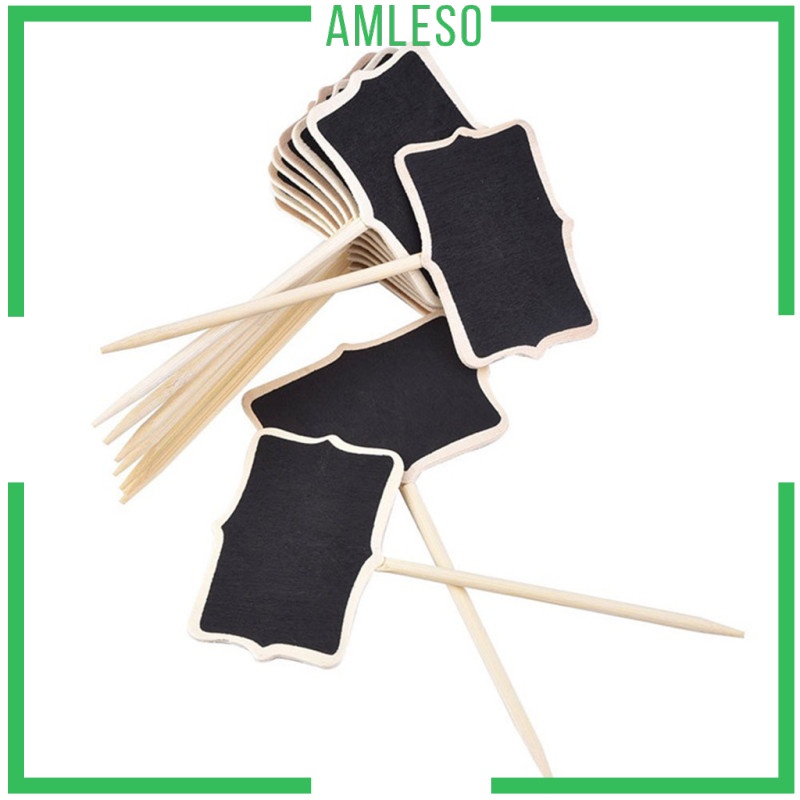 [AMLESO]10x Wooden Price Tags Blackboard Chalkboard Stand Blackboard Plant Markers