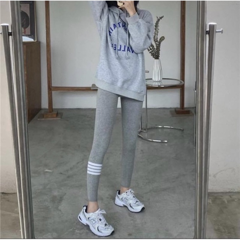 Quần legging dài ôm nữ trơn viền 3 sọc thome browne thun co dãn - Order taobao quảng châu