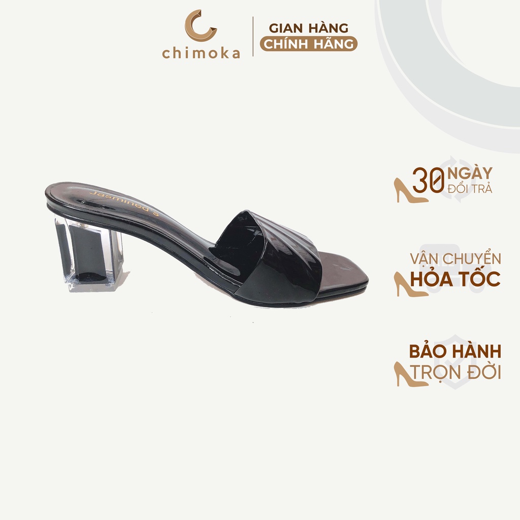 Guốc Nữ Cao Gót Cao Cấp CHIMOKA Đế Vuông Cao 5 Phân Quai Ngang Bản To Gợn Sóng Sáng Tạo 4339