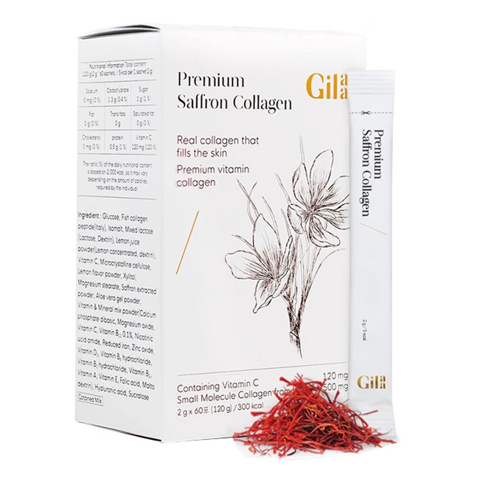 Bột Uống Collagen Cao Cấp Kết Hợp Saffron - Gilaa Premium Saffron Collagen (60 gói x 2g)