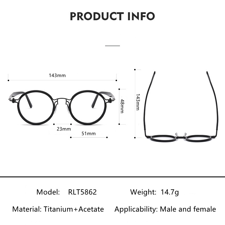 Yuppie Gọng Kính Tròn Bằng Titan + Sợi Acetate Phong Cách Cổ Điển Với Cấu Trúc Đôi Vòng Tròn Quang Học Ta.vat  pantos2.0 SC117