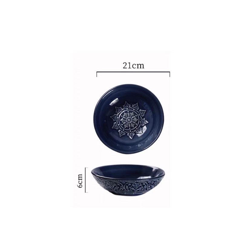 Set bát đĩa xanh dương kiểu dáng cổ điển