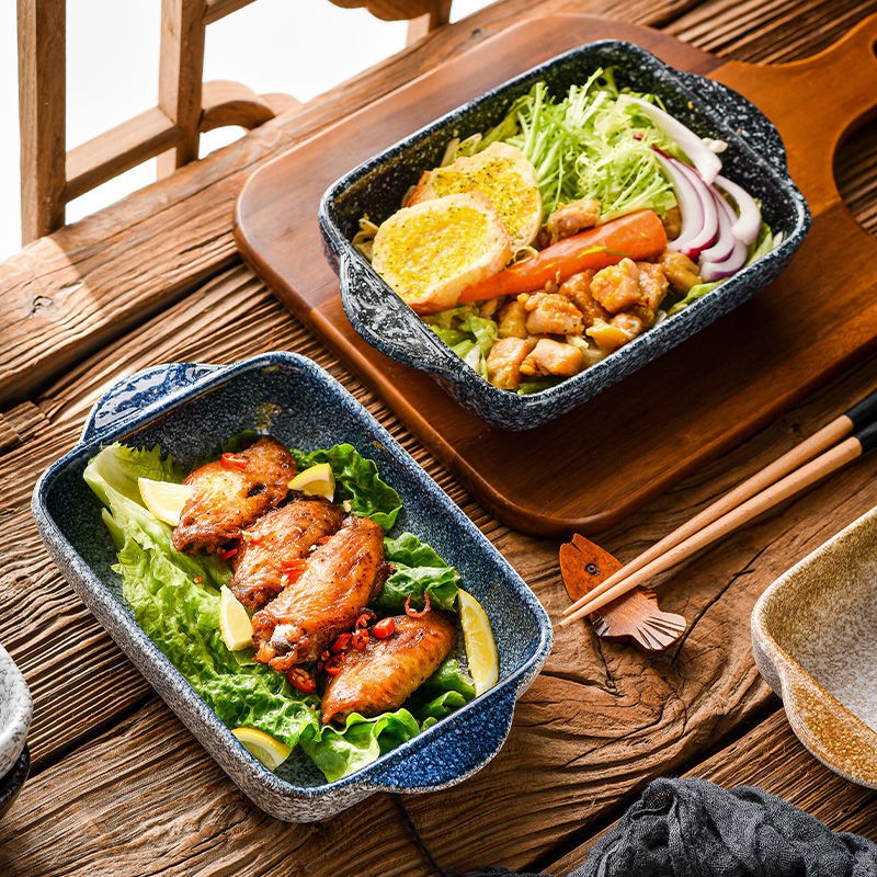 ◕Chảo Nướng Phô Mai Nhật Bản Chảo Gia Đình Mì Ý Chảo Gốm Lò Vi Sóng Sáng Tạo Bộ Đồ Ăn Nướng Đặc Biệt