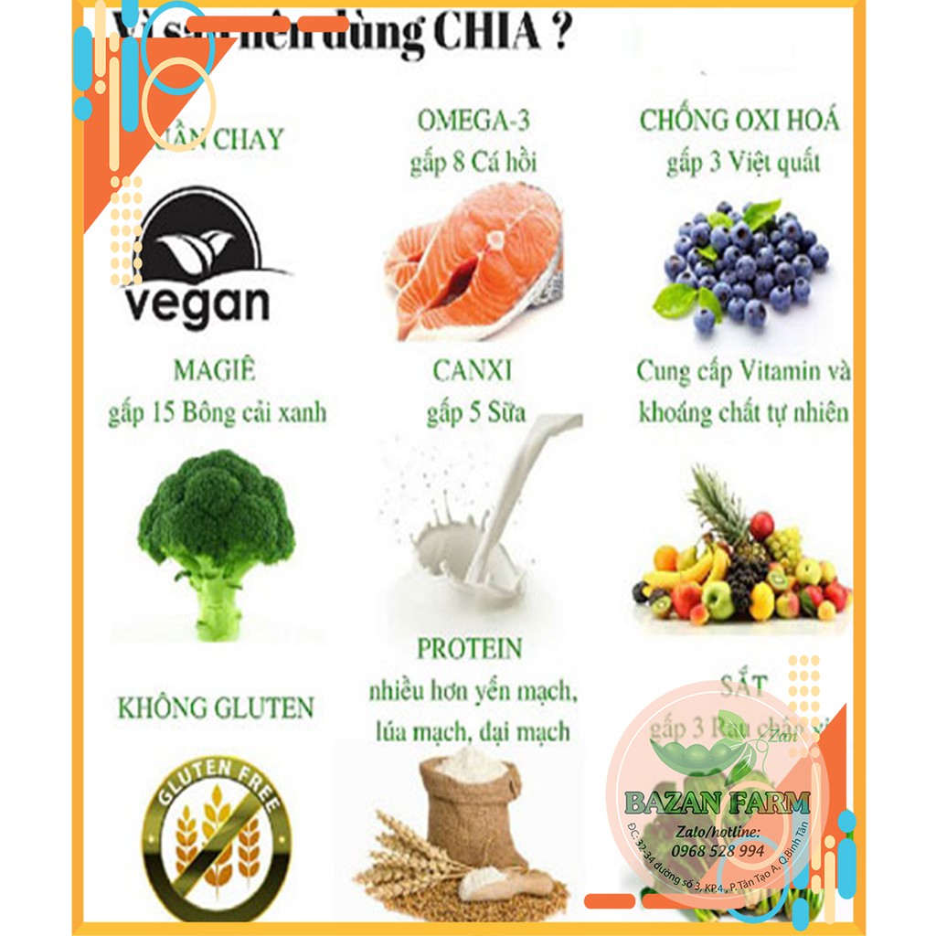 Hạt chia úc Organic chia Seeds túi đen 500g cao cấp - Loại đặc biệt