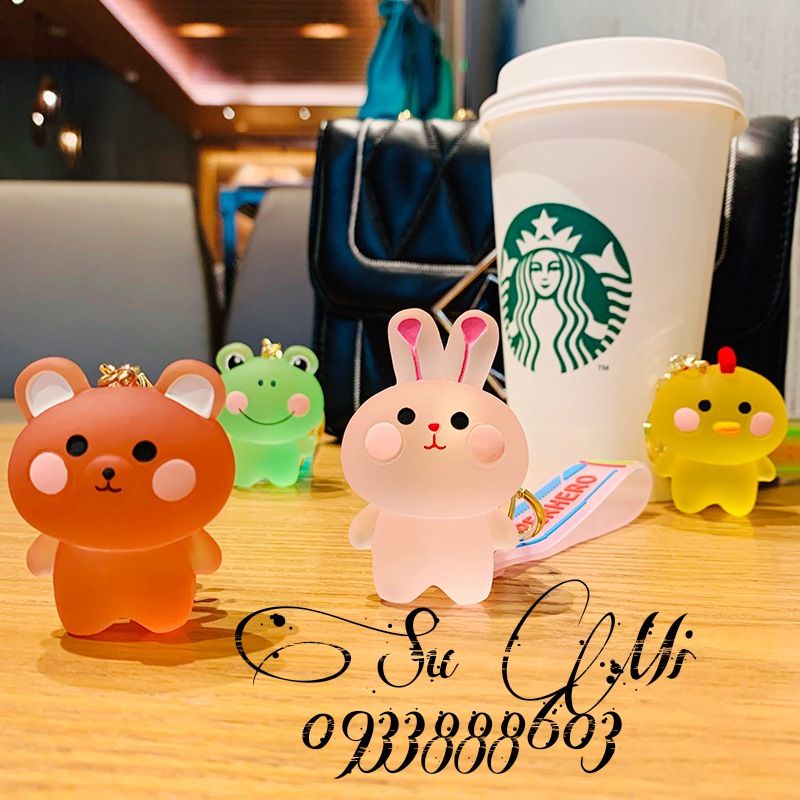 Móc khóa hoạt hình siêu dễ thương.Móc khóa thỏ, ếch, gấu , vịt trang trí ba lô, túi sách..