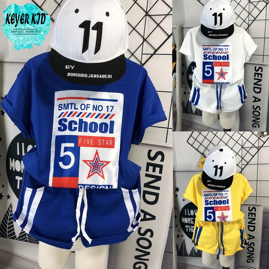 Quần Áo Trẻ Em, Sét Đồ Bé Trai, Bé Gái Phong Cách Thể Thao SCHOOL FIVE STAR , Chất Vải Cotton Mềm Mịn Thấm Hút Tốt, Chất