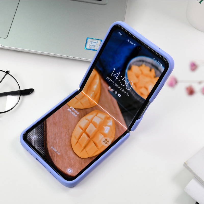 For Samsung Galaxy Z Flip4 Flip 4 Silicone Foldable Soft-Touch Back Protective Cover With Ring Case