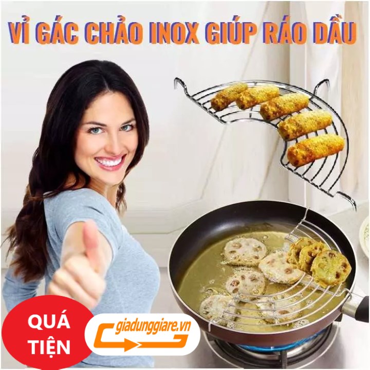 Giá gác xoong nồi hấp vỉ gác chảo inox ráo dầu chiên rán  - giadunggiare.vn