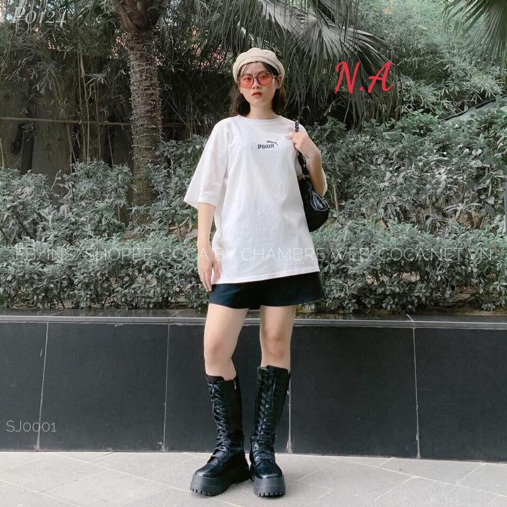 Áo thun tay lỡ in chữ Puma, áo phông form rộng chất cotton freesize cực cá tính mix được với nhiều trang phục