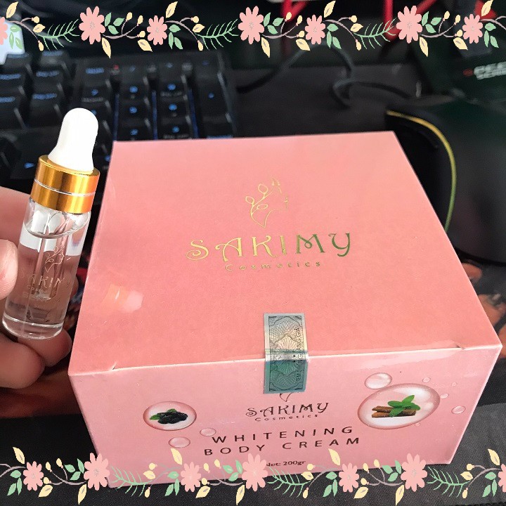 Kem body dưỡng siêu trắng da SAKIMY whitening body cream tặng 1 serum Sakimy pha kem body (Hàng xịn)