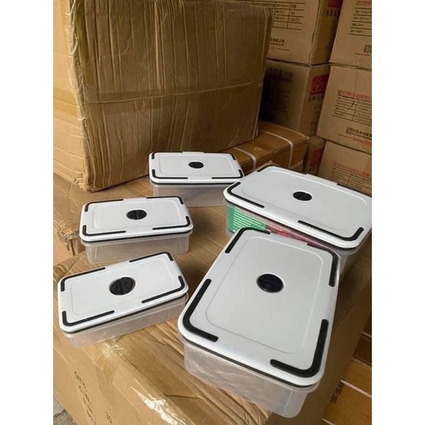 Set 5 hộp đựng thực phẩm đồ ăn để tủ lạnh, hộp đựng thức ăn hình chữ nhật, chất liệu nhựa cao cấp