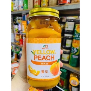🌸đào ngâm yellow peach hàn quốc lọ 680g