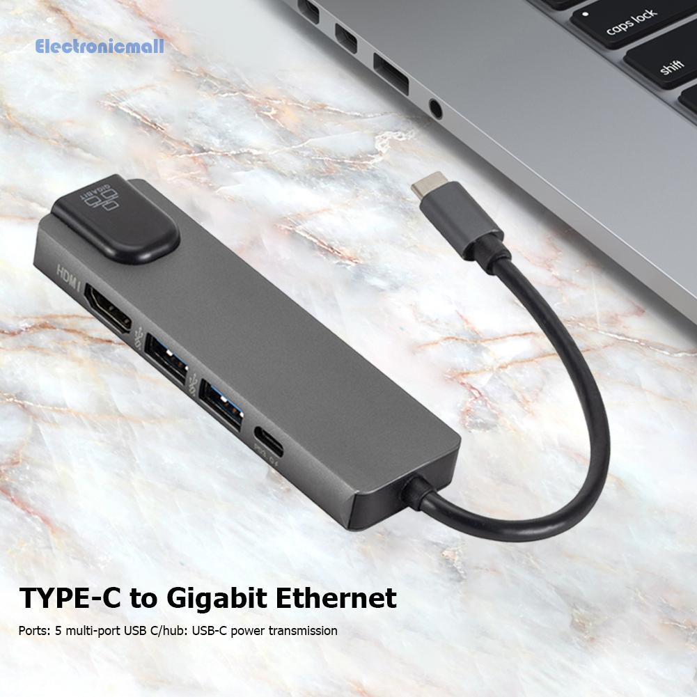 Bộ Chia Cổng Usb Type C Sang Hdmi 3.0 Pd Usb C Gigabit Rj45 5 Trong 1 Tiện Dụng