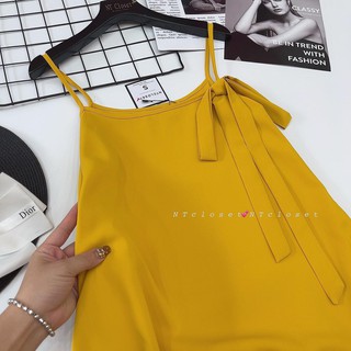 Váy maxi lụa tuyết nơ vàng