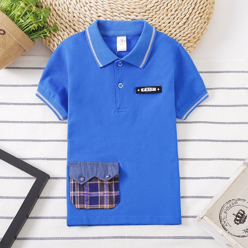 Áo thun polo cotton nguyên chất đơn giản cho bé trai