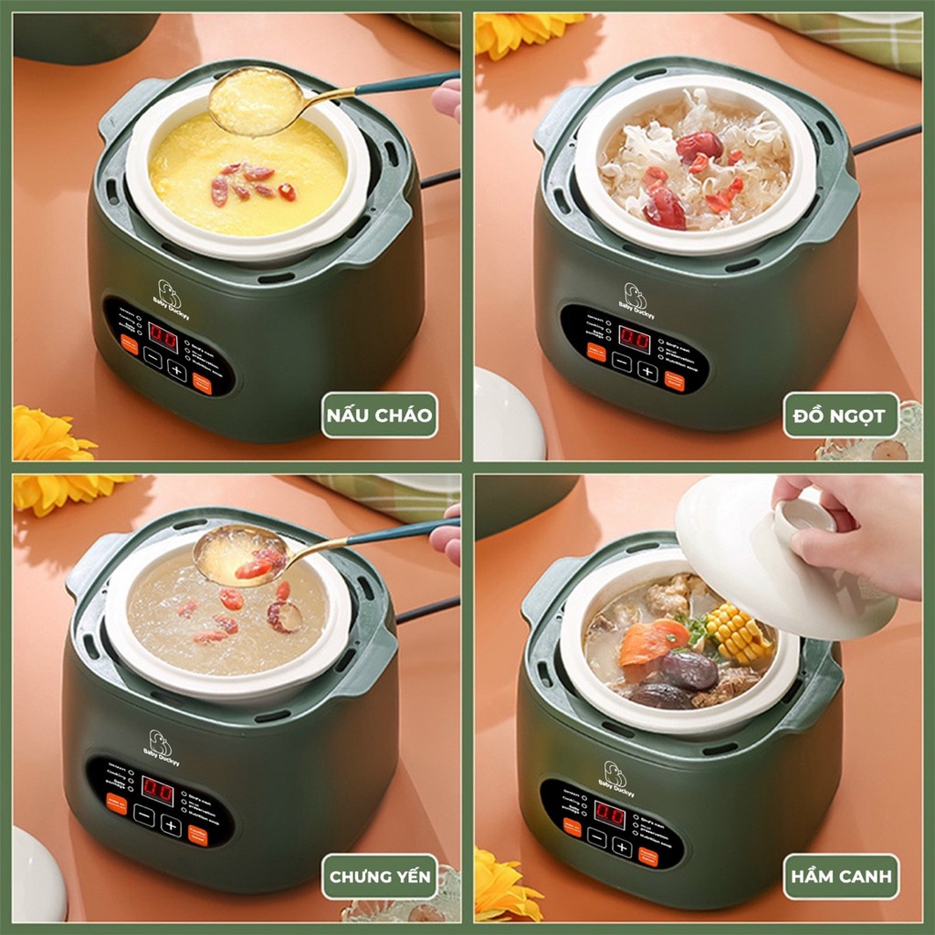 [CHÍNH HÃNG - BẢO HÀNH 12 THÁNG] Nồi Nấu Cháo Chậm Đa Năng BABY DUCKYY 0,8L  Babibu - N
