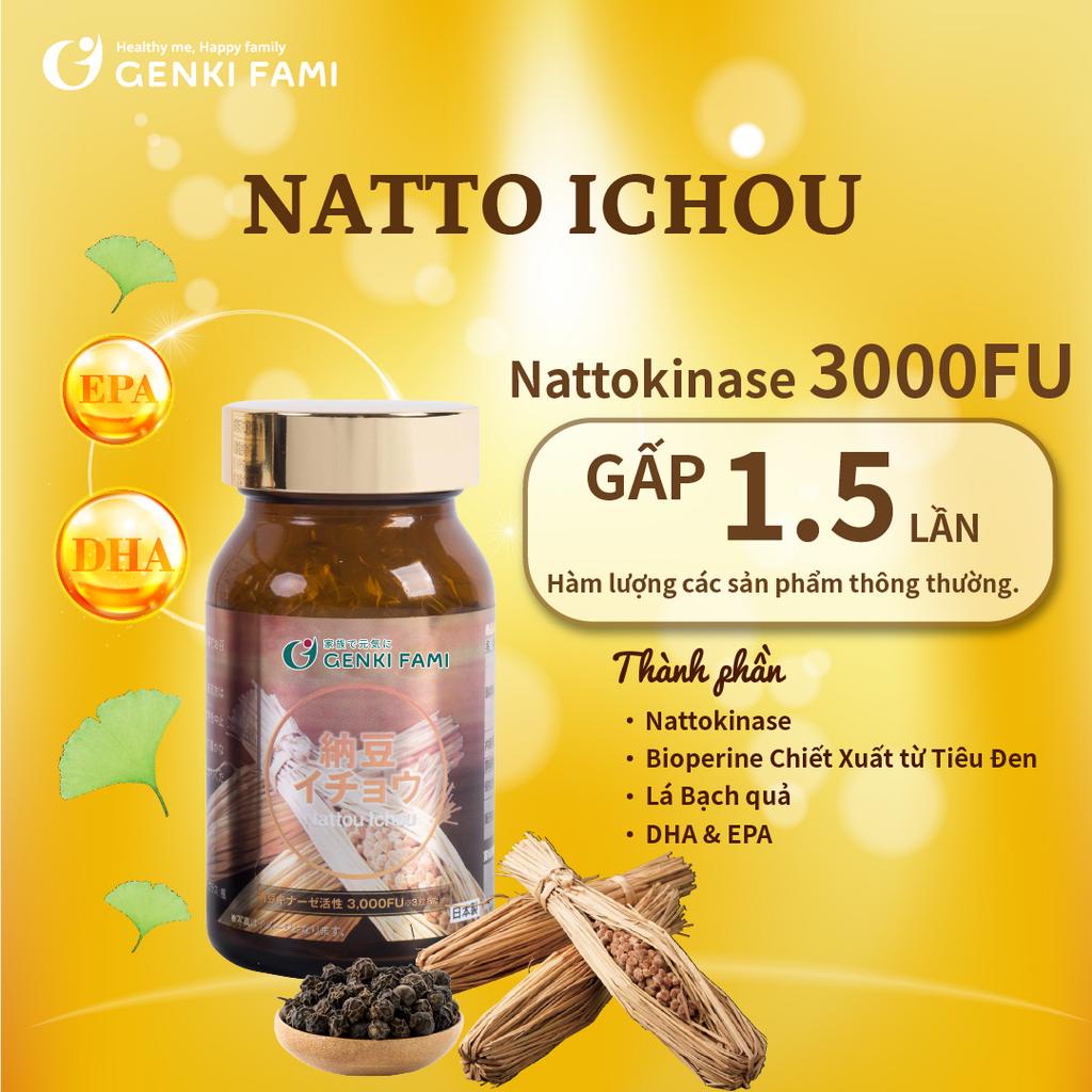 Viên Uống Bổ Não, Ngừa Đột Quỵ Tai Biến, Giúp Ngủ Ngon Nattokinase 3000FU Natto Ichou Genki Fami Nhật Bản