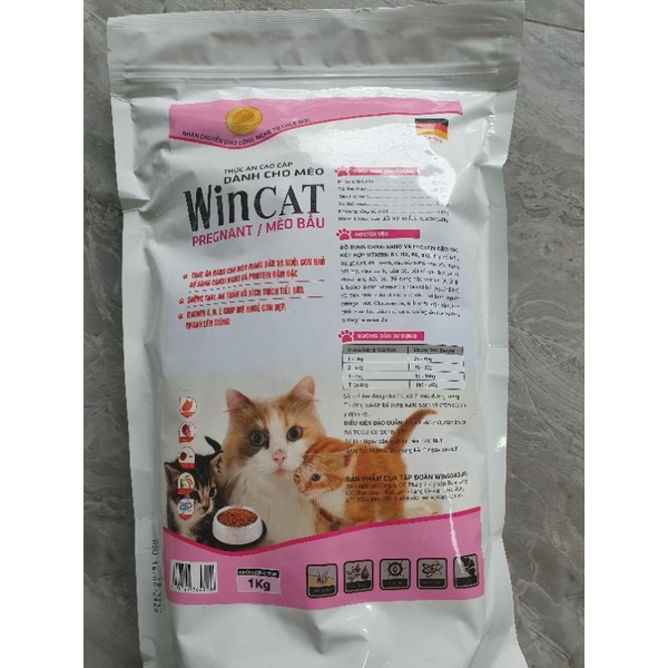 Cám Wincat - thức ăn cho mèo bầu, mèo mẹ nuôi con dạng hạt gói 1kg