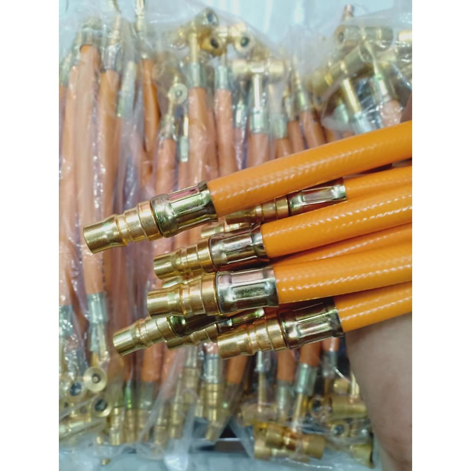 Đầu dắt bơm hơi dành cho ô tô, xe máy loại màu vàng 2 đầu bơm