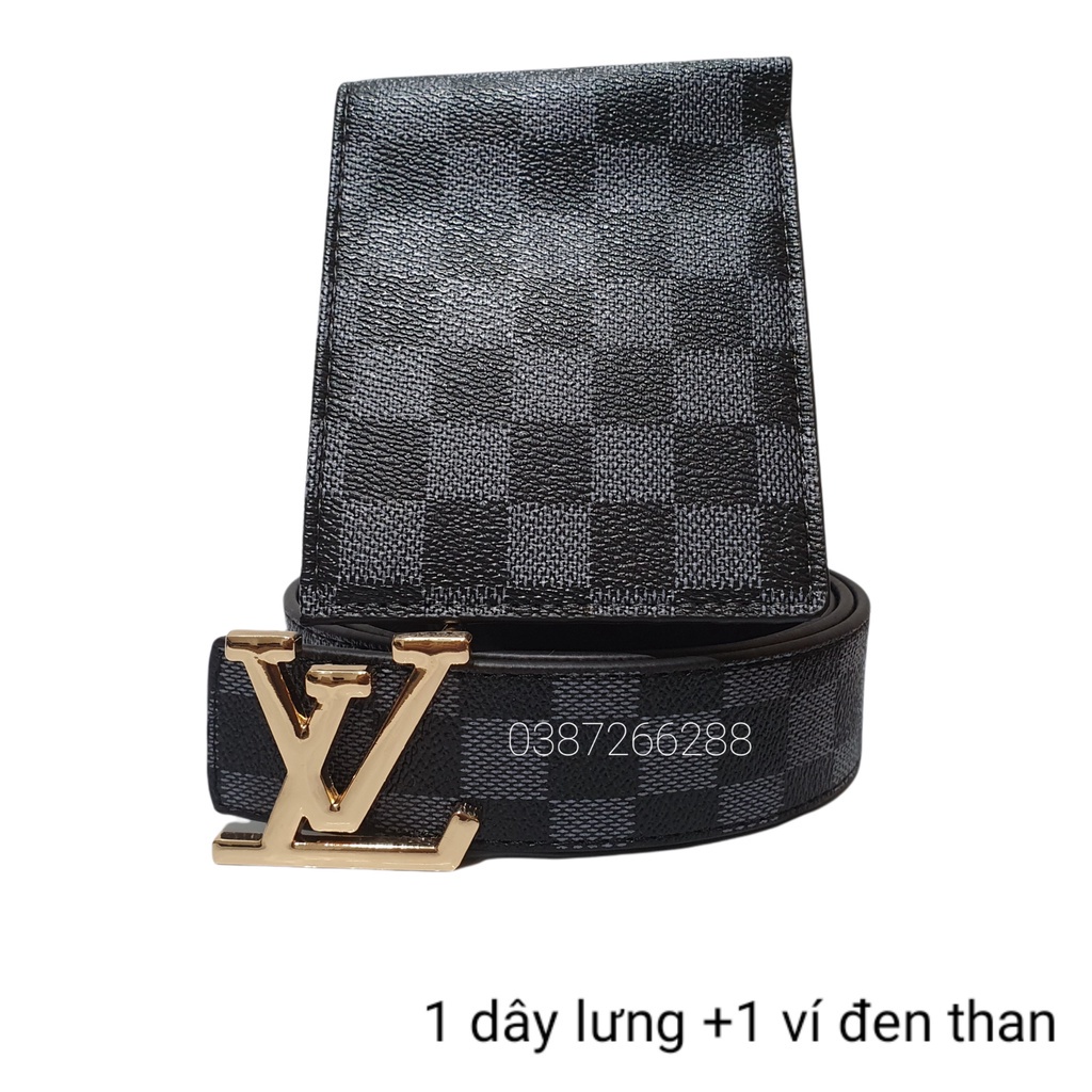 COMBO Thắt Lưng/Dây Nịt + Ví Da Nam Cao Cấp Kẻ Caro Da Tổng Hợp PVC HOT HIT 2021 *
