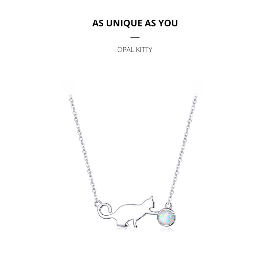 Dây chuyền Bamoer SCN395 bằng bạc 925 mặt hình chú mèo dễ thương