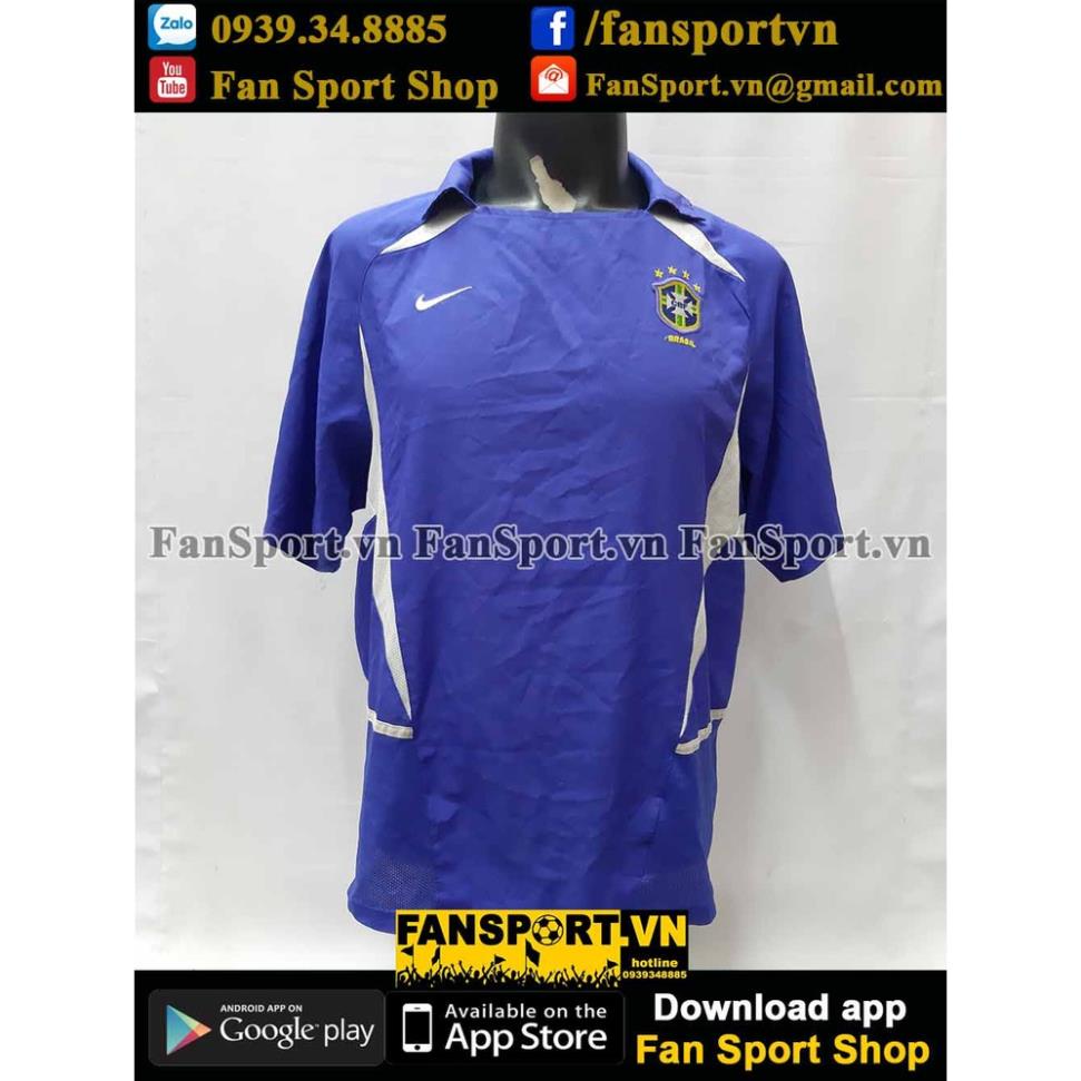 Áo đấu cầu thủ bóng đá Brazil 2002-2003-2004 away shirt jersey blue ❕ #